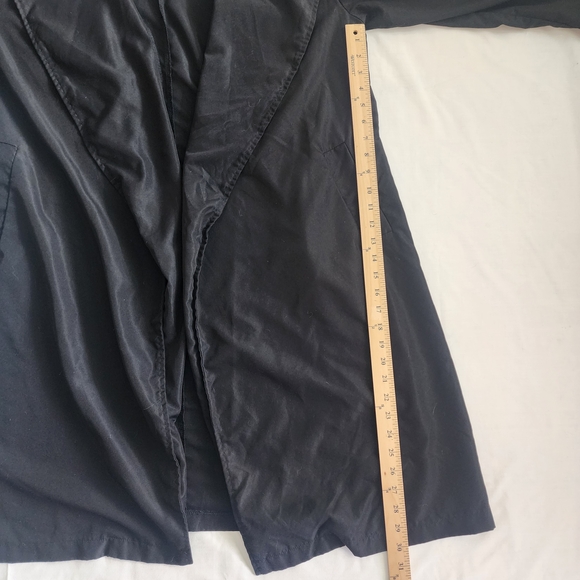 Shein Curve Size 0XL Black Long Thin Trench Coat Windbreaker Raincoat - Picture 9 of 10